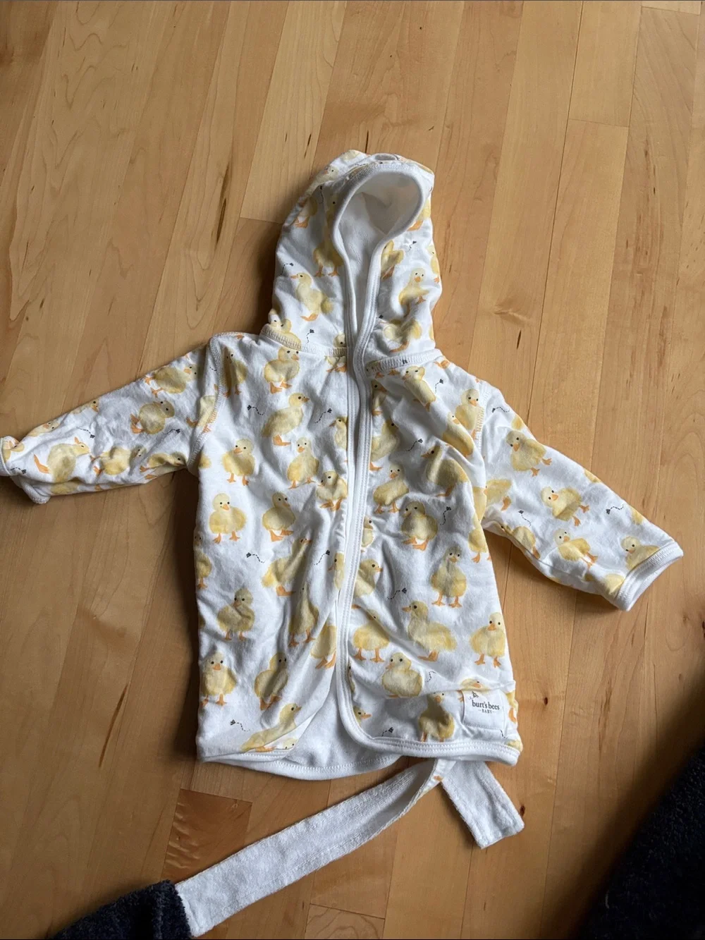 Hooded Baby Bath Robe with Yellow Duck Print - Burt's Bees
